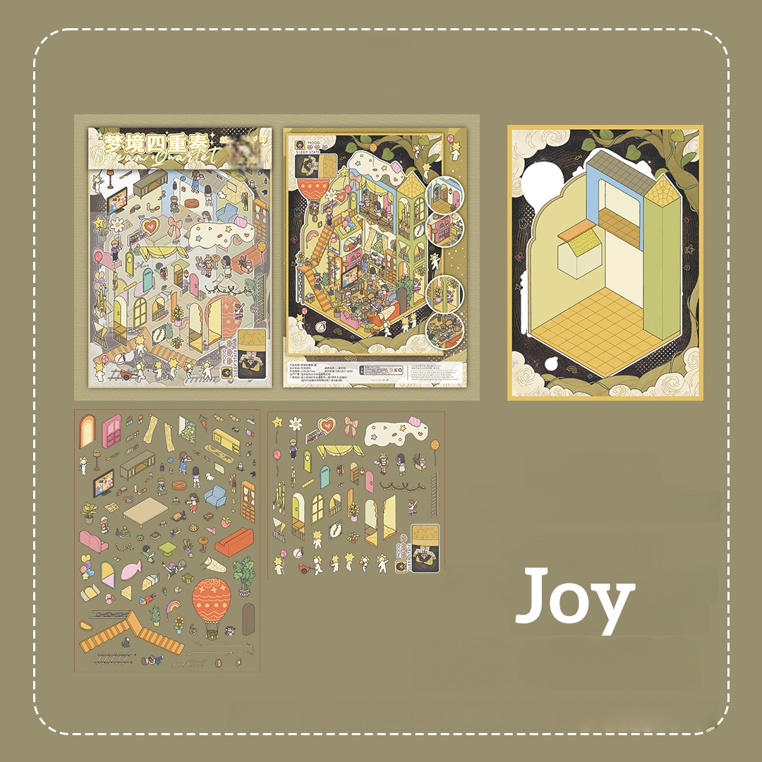 Dream Quartet 3D Sticker | 4 Cute Miniature Scenes