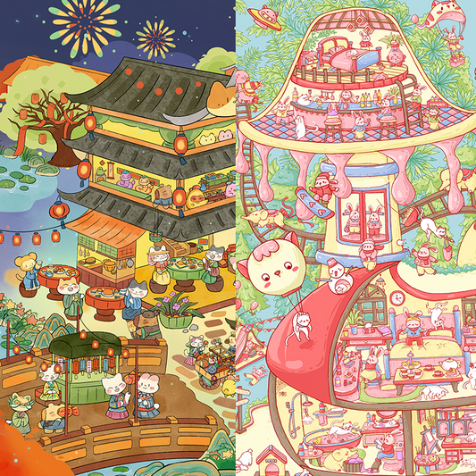 Fantastic Dream 3D Sticker | 2 Cute Miniature Scenes