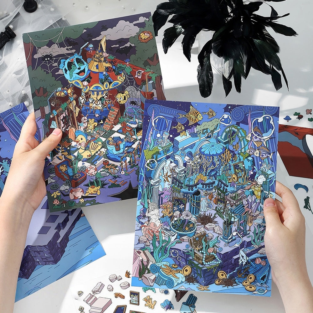 Lost Realm 3D Sticker | 2 Cute Miniature Scenes
