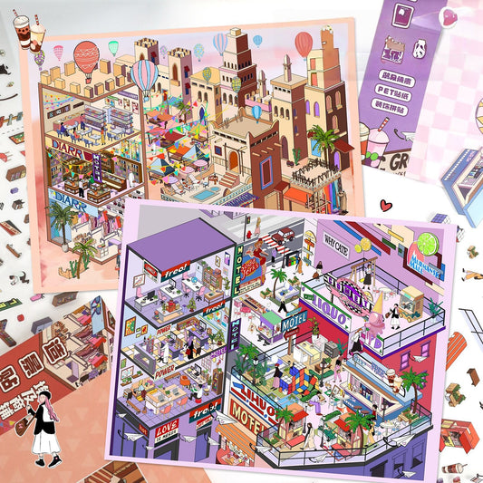 Simulation Management 3D Sticker | 2 Cute Miniature Scenes