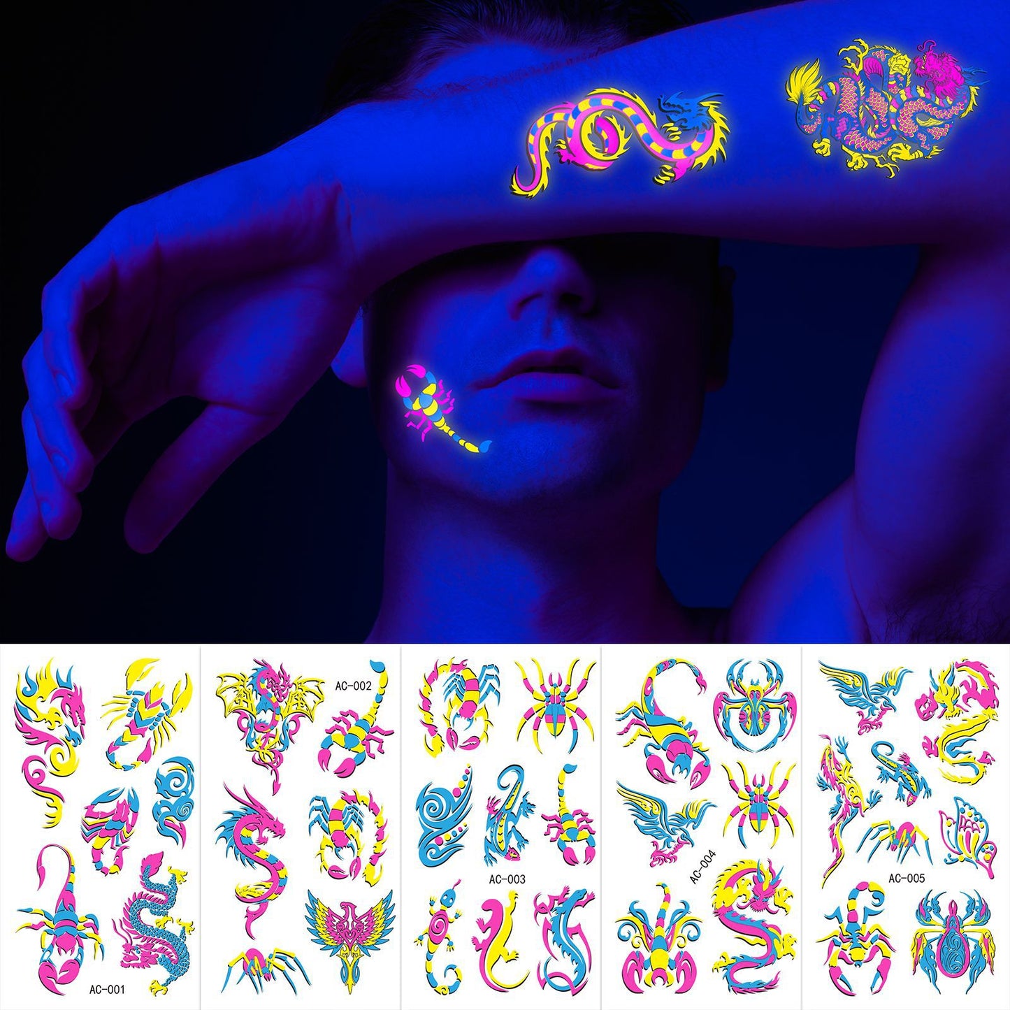 Glitter Rave UV Reactive Temporary Tattoo 4.0