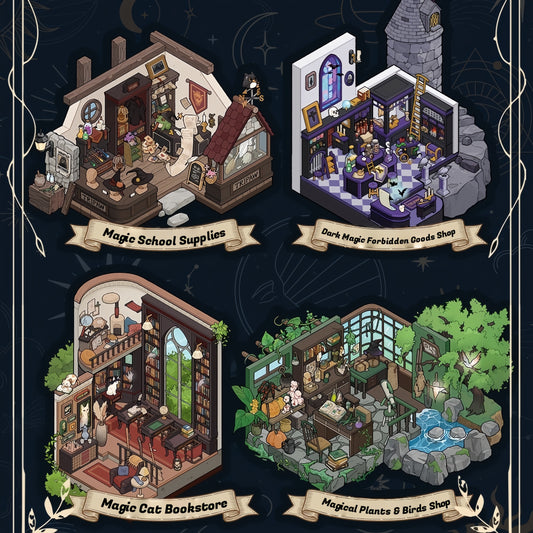 Magic Secret Valley 3D Sticker | 4 Cute Miniature Scenes