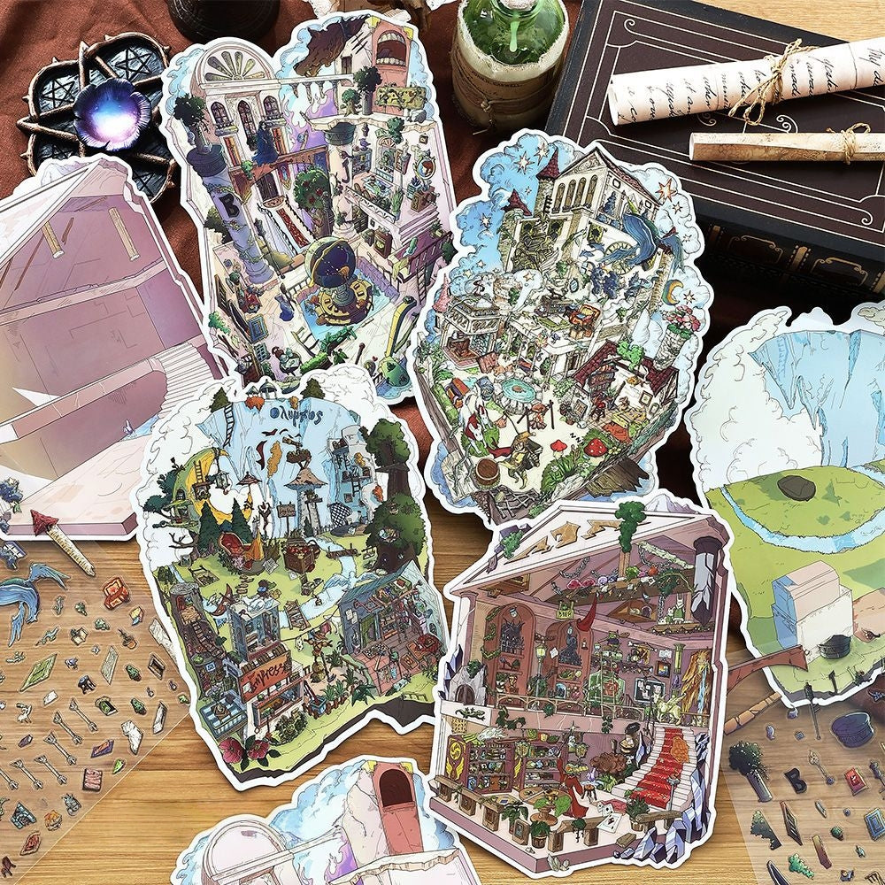 Tarot Cards 3D Sticker | 4 Cute Miniature Scenes