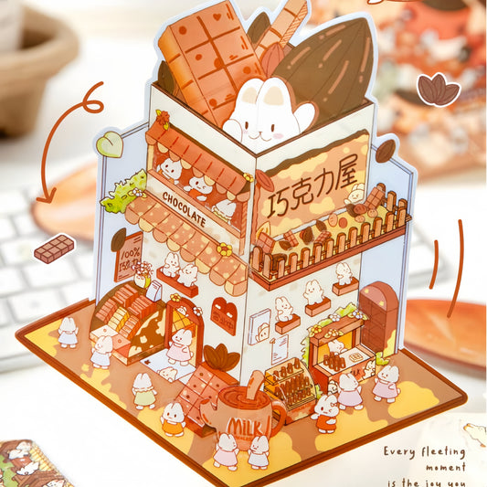 Bunny's Shop 3D Sticker | 4 Cute Miniature Scenes