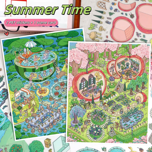 Summer Time 3D Sticker | 2 Cute Miniature Scenes