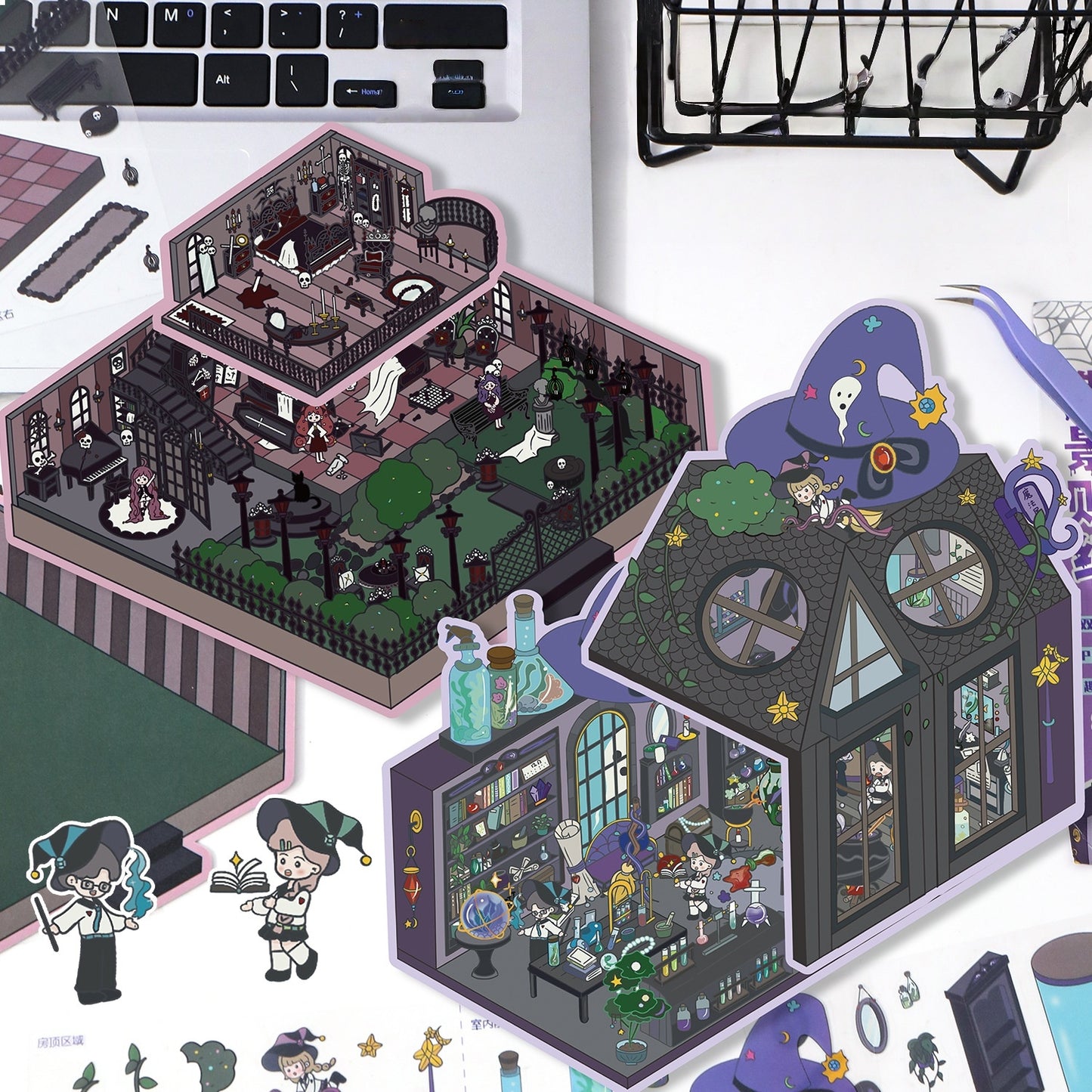 Spooky Fairy Tale 3D Sticker | 2 Cute Miniature Scenes