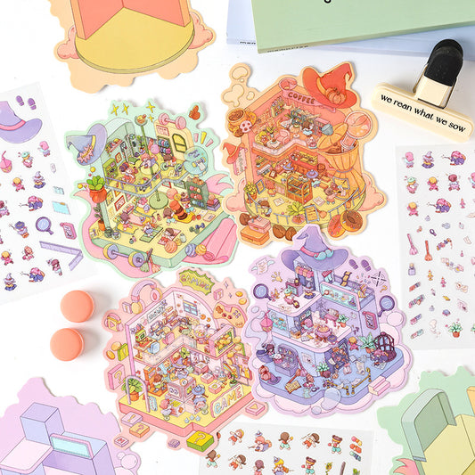 Little Shop 3D Sticker | 4 Cute Miniature Scenes