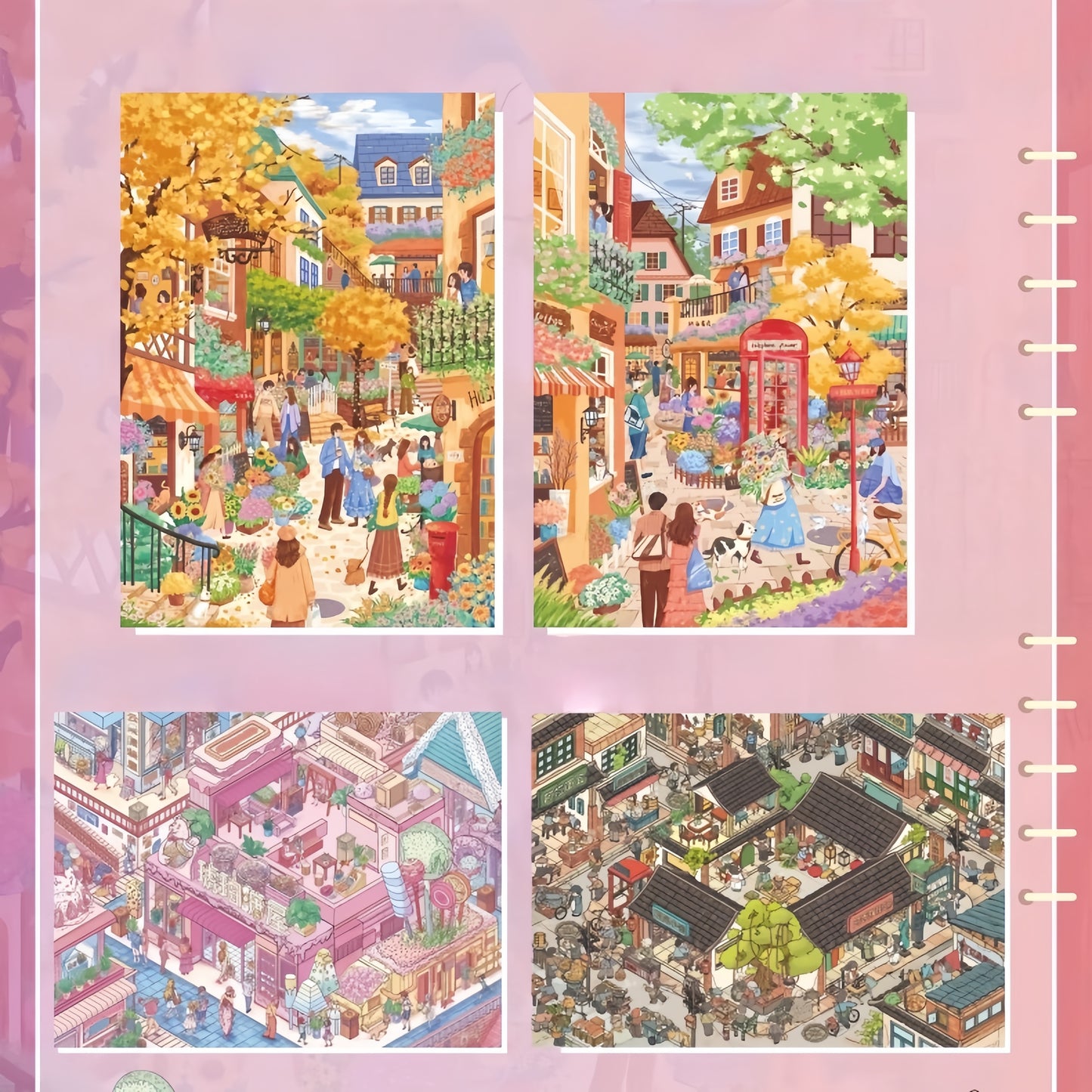 Little Town Stories 3D Sticker | 4 Cute Miniature Scenes