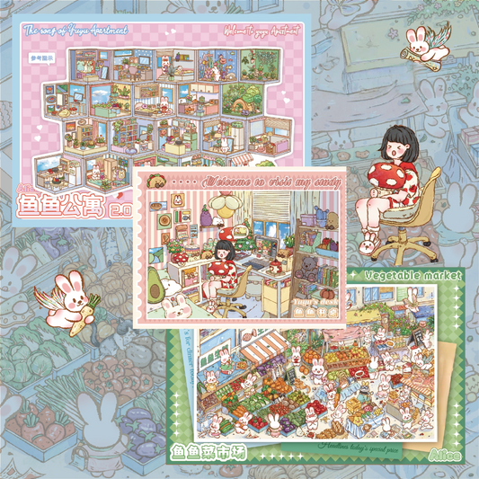 Yuyu's Life 3D Sticker | 3 Cute Miniature Scenes