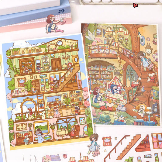 Whimsical Dreams Collection 3D Sticker | 2 Cute Miniature Scenes
