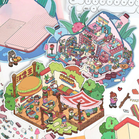 Fairytale Bazaar 3D Sticker | 2 Cute Miniature Scenes