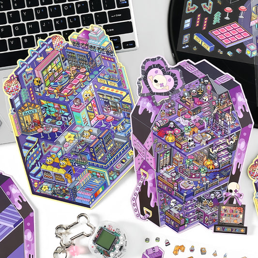 Tiny Shops 3D Sticker | 4 Cute Miniature Scenes