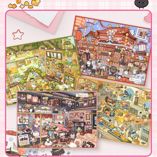 Tiny Worlds to Explore 3D Sticker | 4 Cute Miniature Scenes