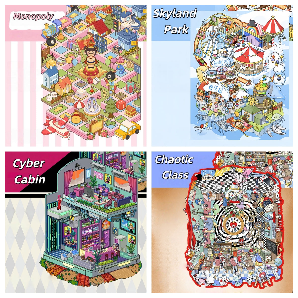 Whimsical Life 3D Sticker | 4 Cute Miniature Scenes