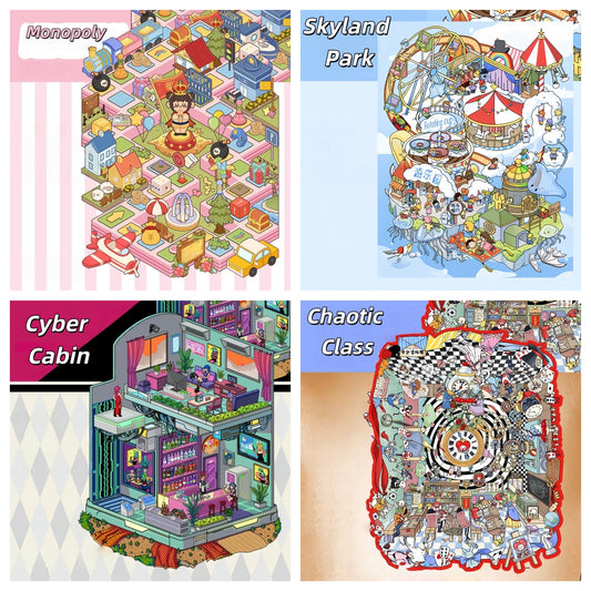 Whimsical Life 3D Sticker | 4 Cute Miniature Scenes