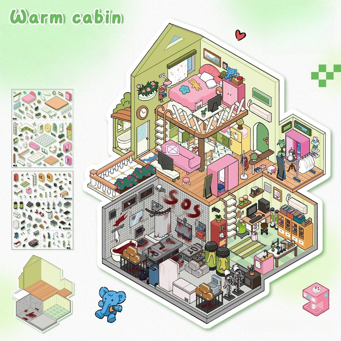 Little Wonder Rooms 3D Sticker | 2 Cute Miniature Scenes