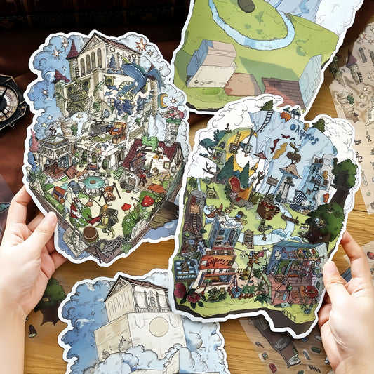 Tarot Cards 3D Sticker | 4 Cute Miniature Scenes