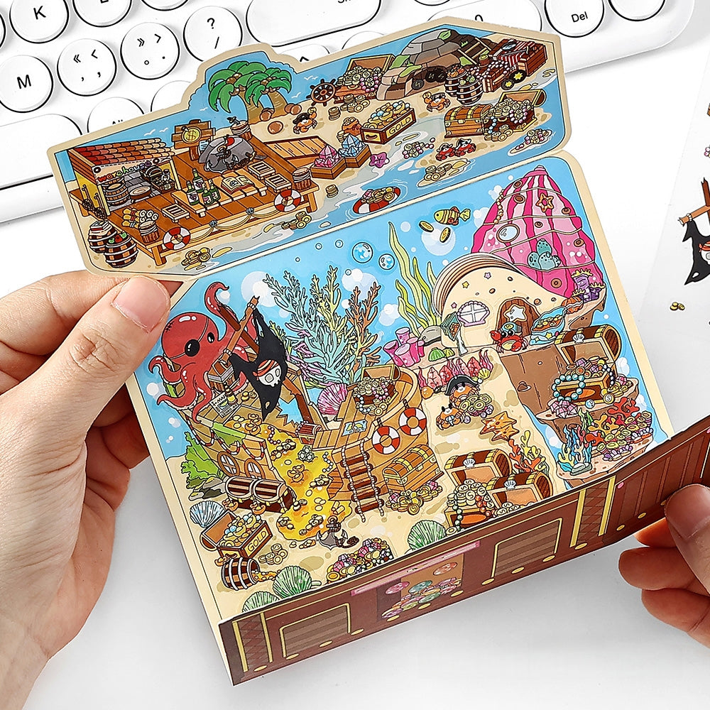 Treasure Chests 3D Sticker | 4 Cute Miniature Scenes