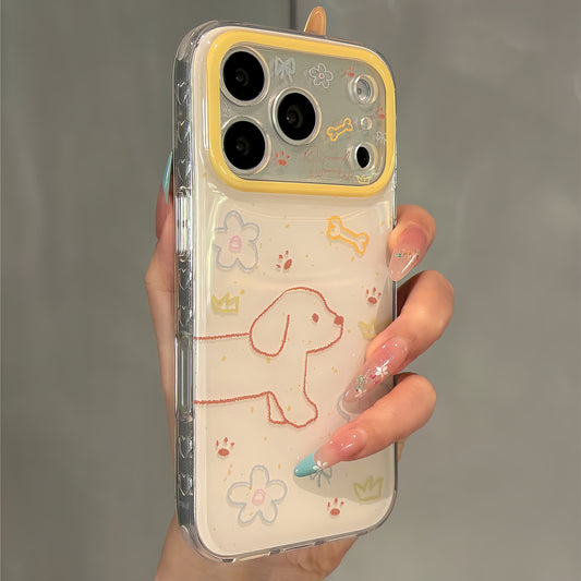 Cute Flower Line Dachshund Acrylic Phone Case