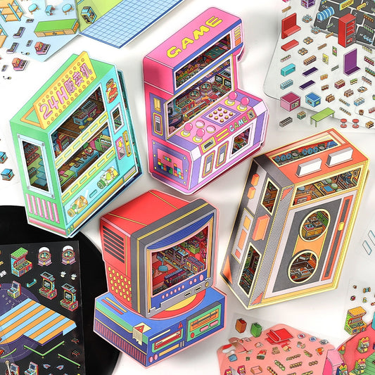 Tiny Shops 3D Sticker | 4 Cute Miniature Scenes