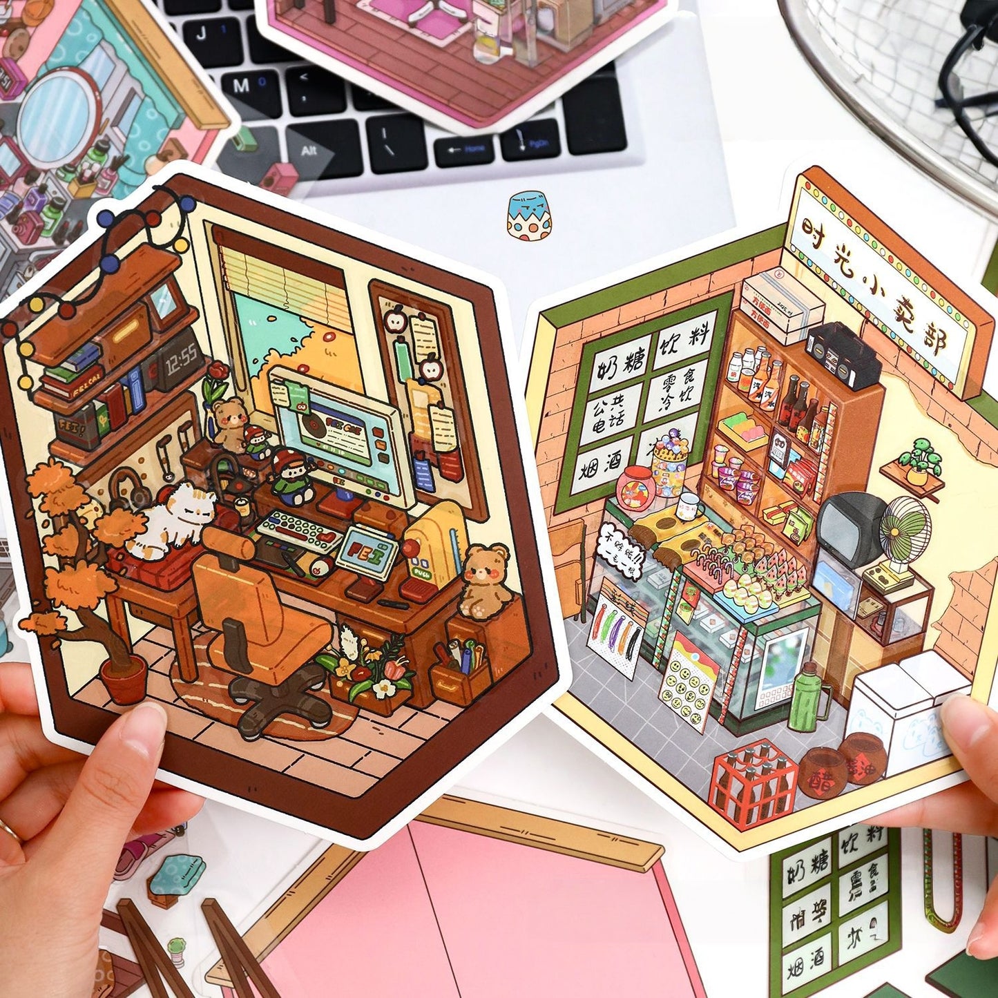 Dreamy Corners 3D Sticker | 4 Cute Miniature Scenes