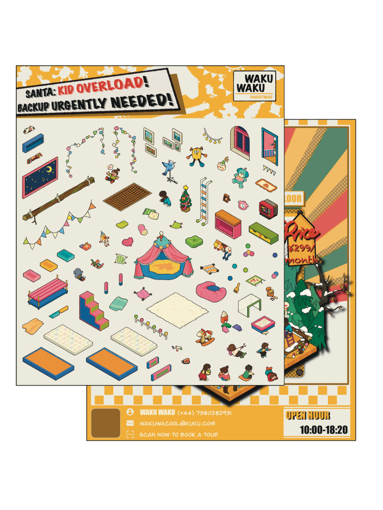 Merry Christmas 3D Sticker | 3 Cute Miniature Scenes