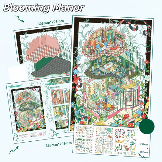 Gilded Dreams 3D Sticker | 4 Cute Miniature Scenes