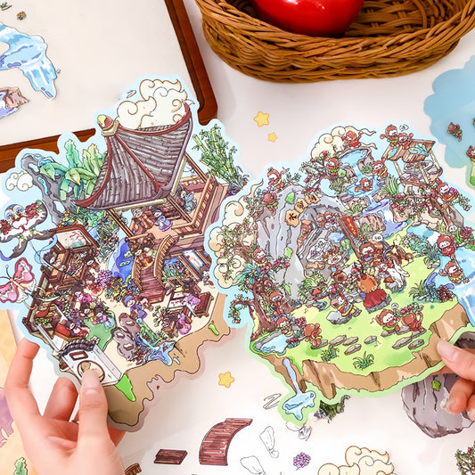 Four Masterpieces 3D Sticker | 2 Cute Miniature Scenes