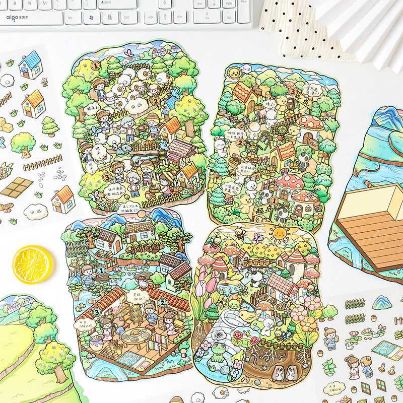 Little Fables 3D Sticker | 4 Cute Miniature Scenes