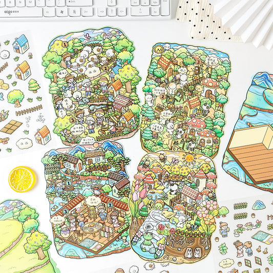 Little Fables 3D Sticker | 4 Cute Miniature Scenes