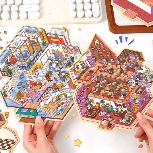 Lazy Frontier 3D Sticker | 2 Cute Miniature Scenes