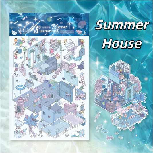 Four Seasons House 3D Sticker | 4 Cute Miniature Scenes