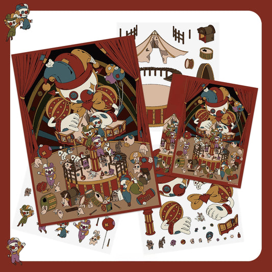 White Eggplant Series 3D Sticker | 3 Cute Miniature Scenes