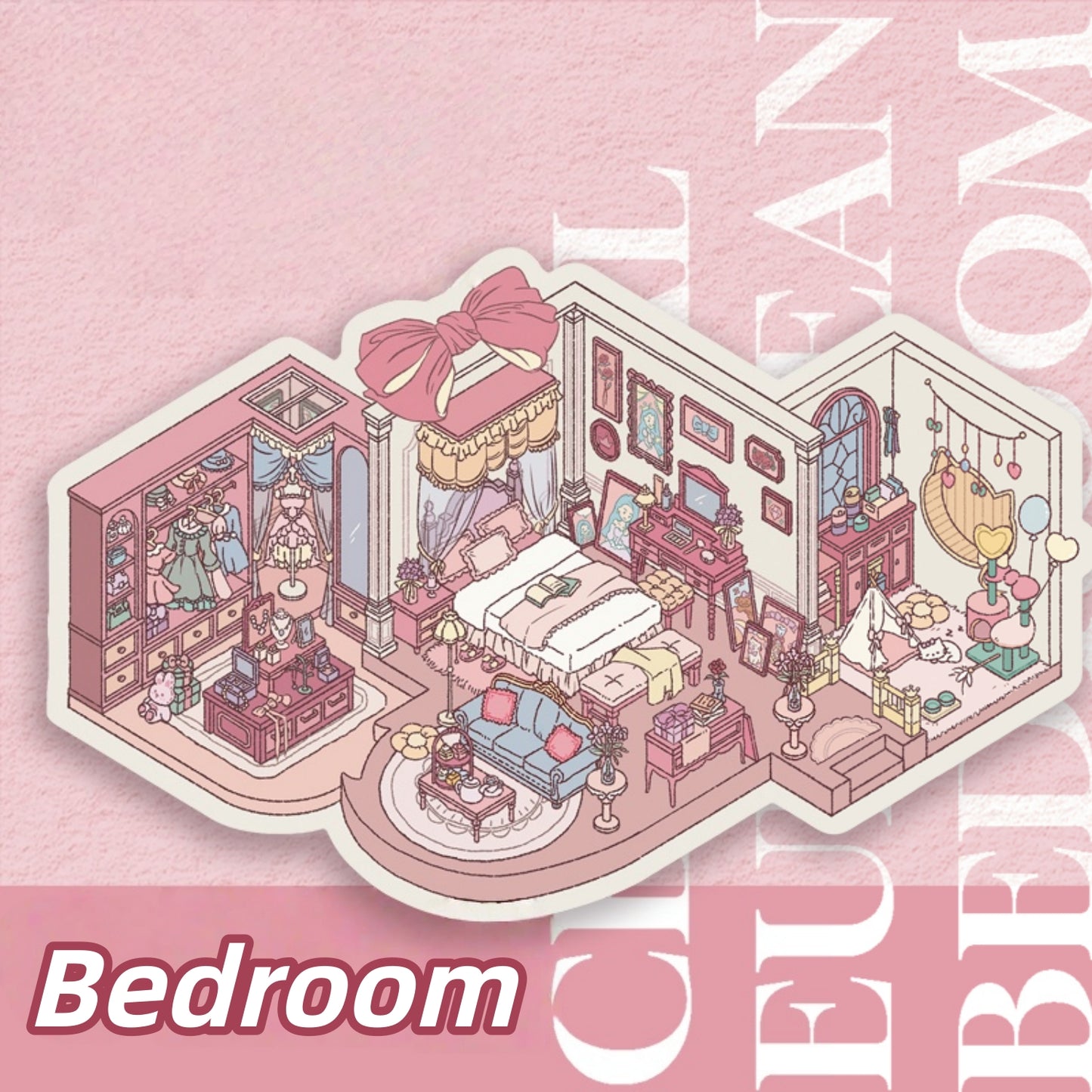 European Room 3D Sticker | 3 Cute Miniature Scenes