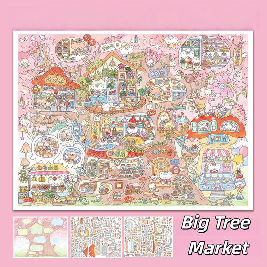 Animal Towns 3D Sticker | 6 Cute Miniature Scenes