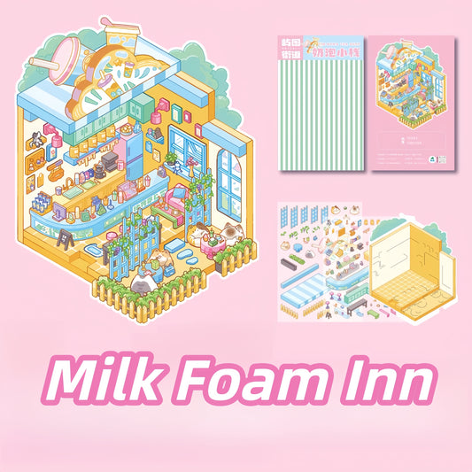 Cute Shops 3D Sticker | 4 Cute Miniature Scenes