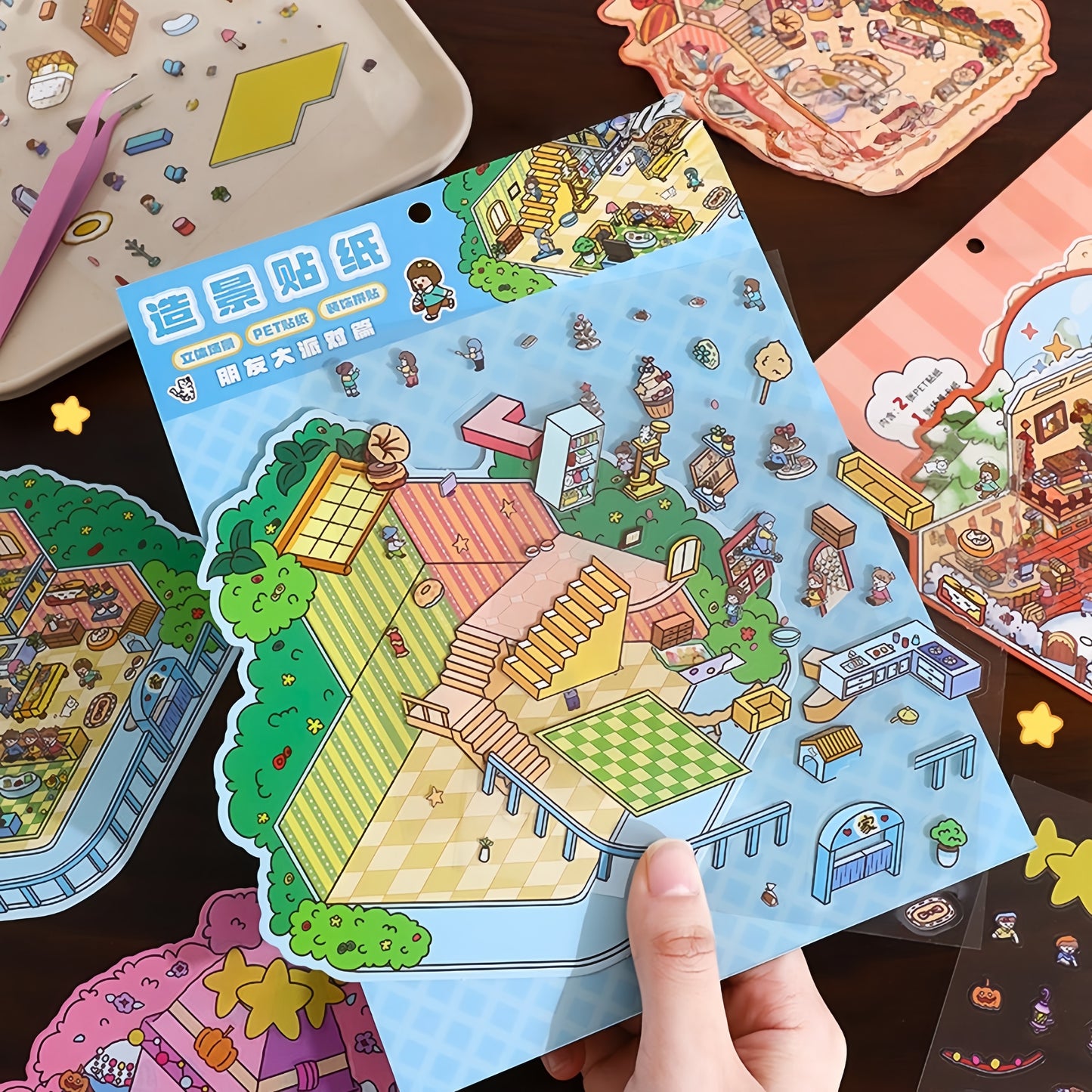 Colorful Little Wonders 3D Sticker | 4 Cute Miniature Scenes