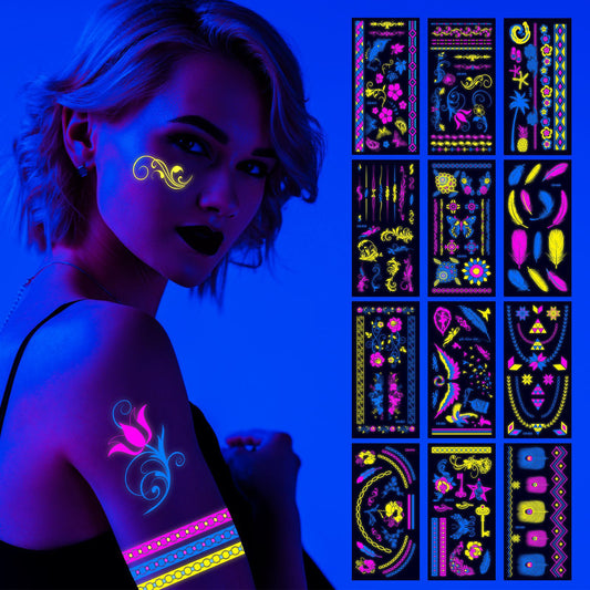 Glitter Rave UV Reactive Temporary Tattoo 2.0