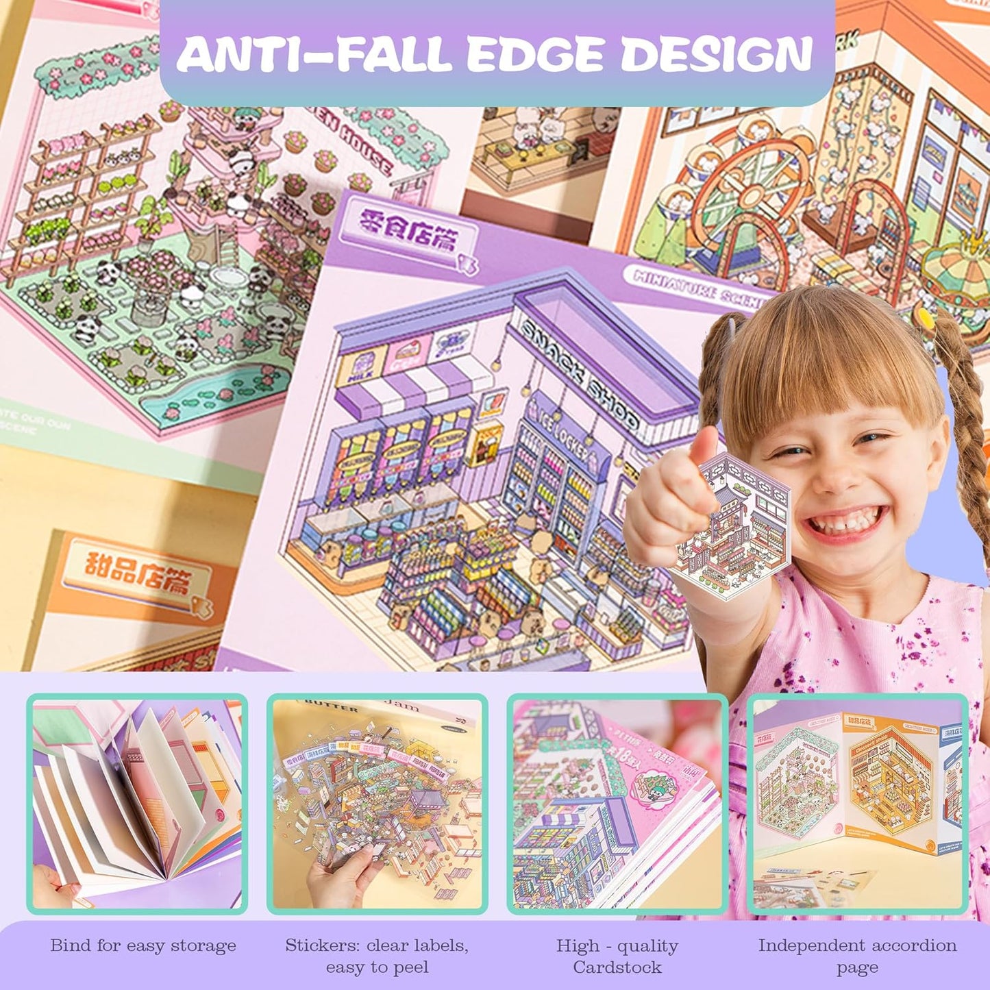 Tiny Animal Life 3D Sticker Material Book – Life in Progress (6 Scenes) | Business Countdown (6 Scenes)