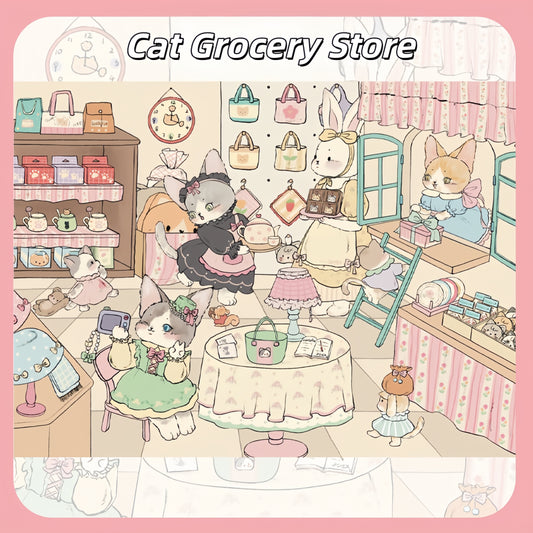 Cat's Shop 3D Sticker | 4 Cute Miniature Scenes