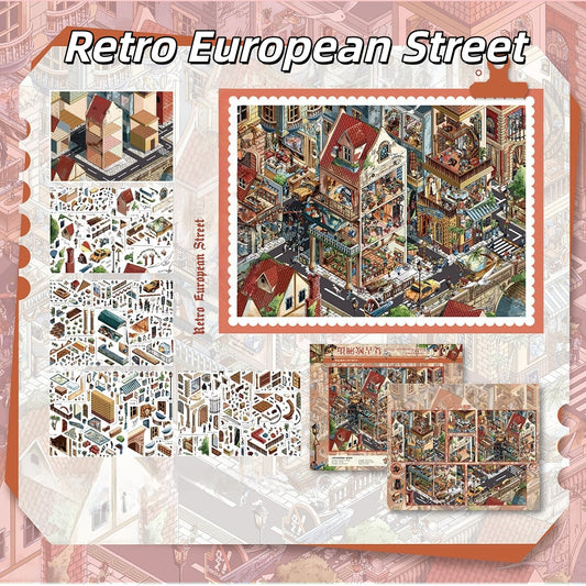 Nostalgia Lane 3D Sticker | 2 Cute Miniature Scenes