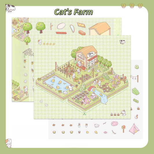 White Eggplant Series 3D Sticker | 2 Cute Miniature Scenes