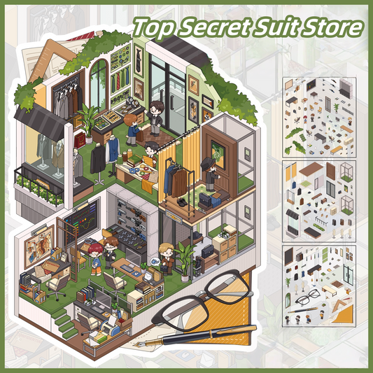 Secret Agent 3D Sticker | 4 Cute Miniature Scenes