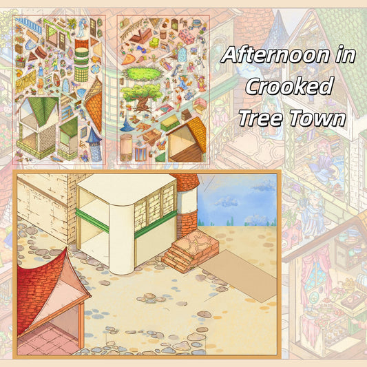 Afternoon in Crooked Tree Town 3D Sticker