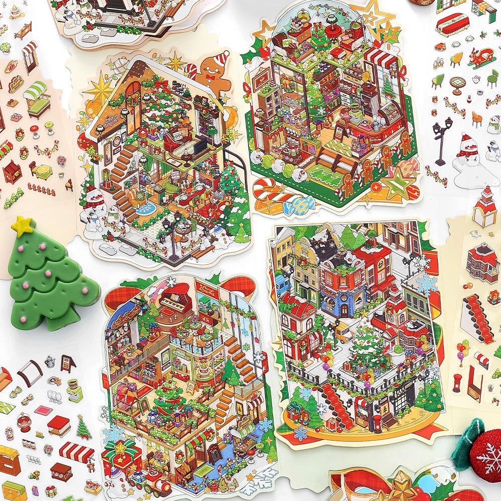 Christmas Series 3D Sticker | 4 Cute Miniature Scenes