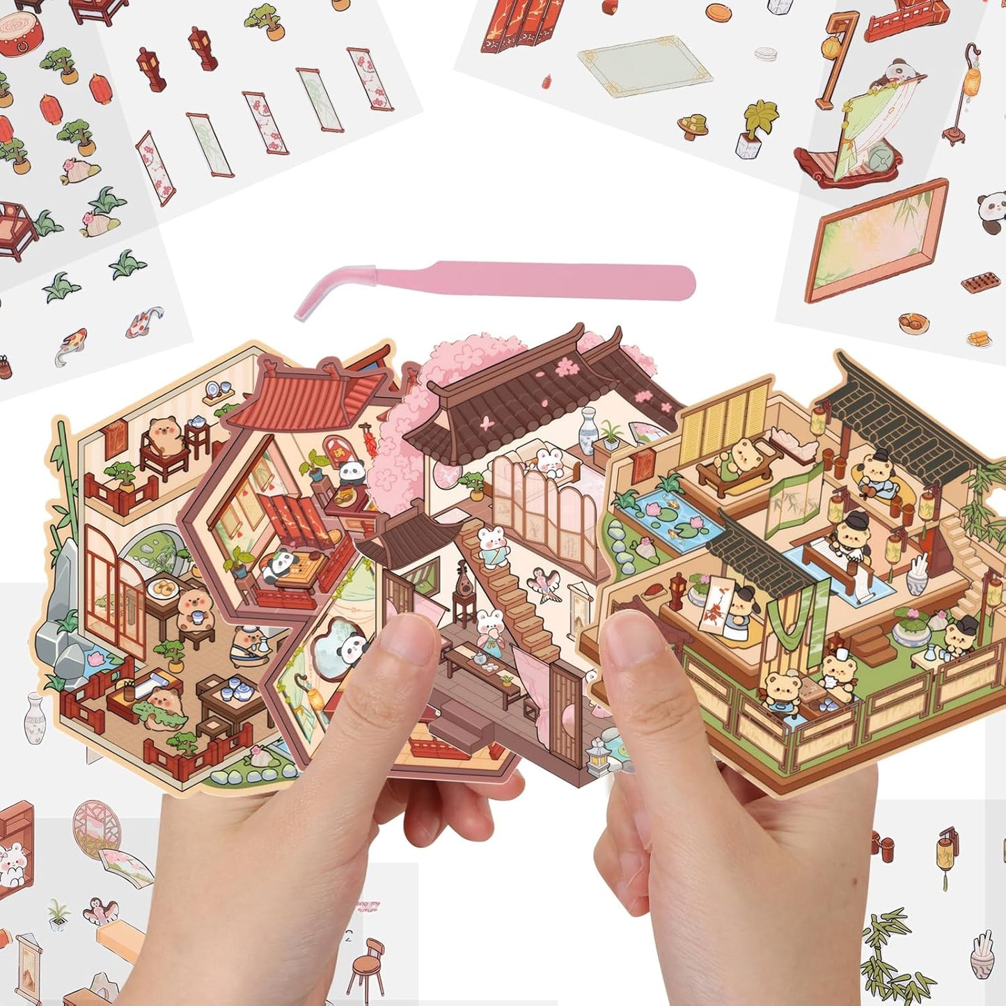 Ancient Life 3D Sticker | 4 Cute Miniature Scenes