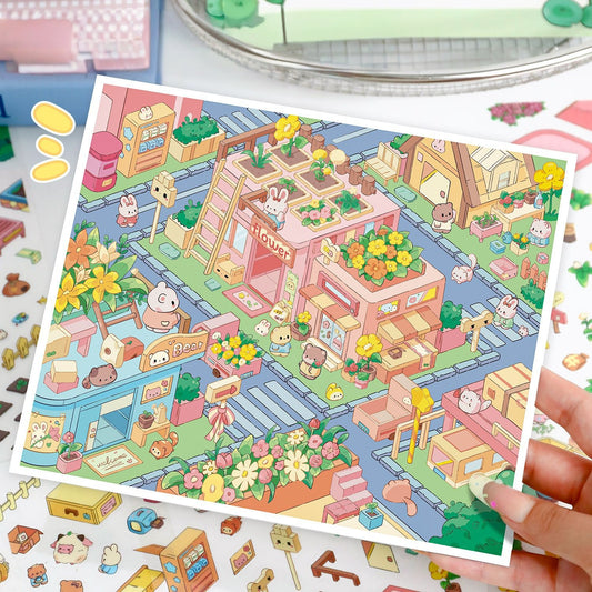 Tiny Animal Wonders 3D Sticker | 2 Cute Miniature Scenes