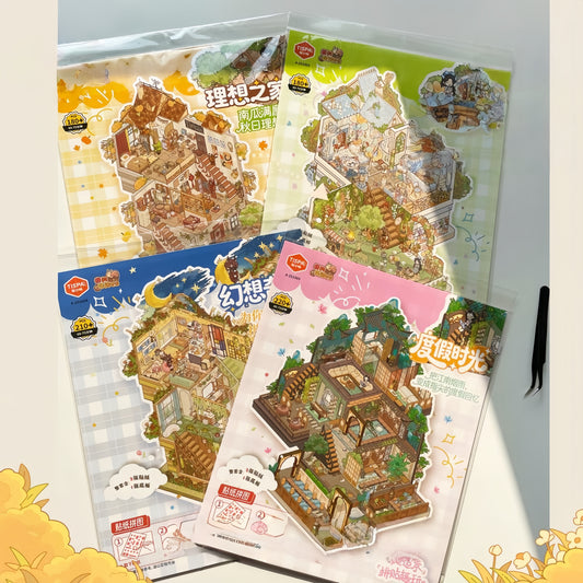 Dream House 3D Sticker | 4 Cute Miniature Scenes