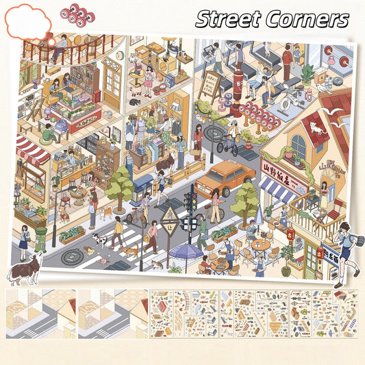Street Scenes 3D Sticker | 2 Cute Miniature Scenes