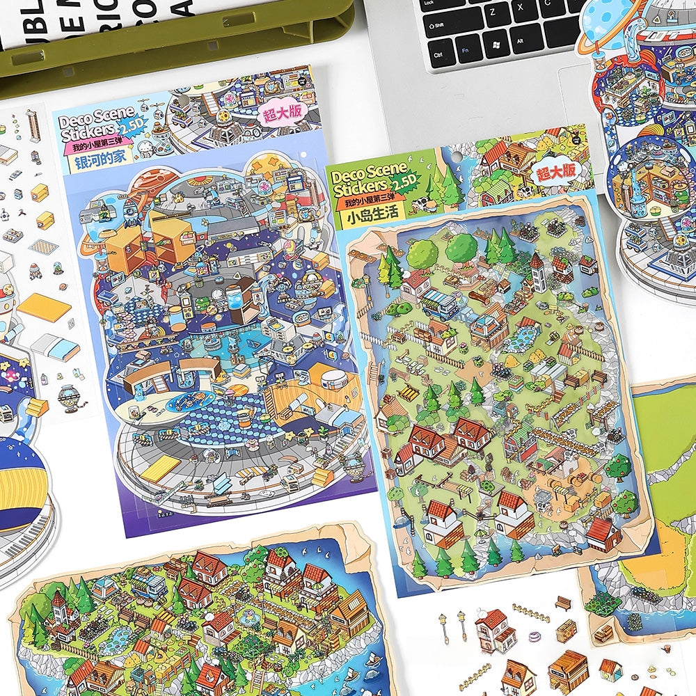 Whimsical Dreams 3D Sticker | 2 Cute Miniature Scenes